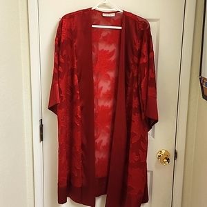 Silk see through floral robe